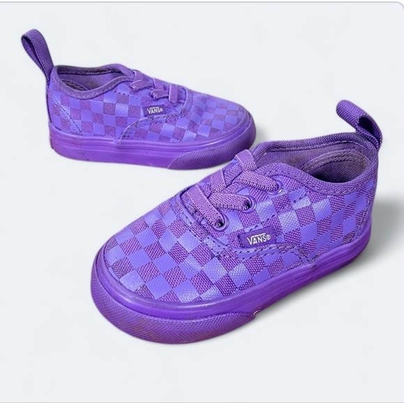 VANS Lo Pro Purple Checkered Canvas Lace Up Low Top Skate Shoes Kids Size 5 - Picture 1 of 15